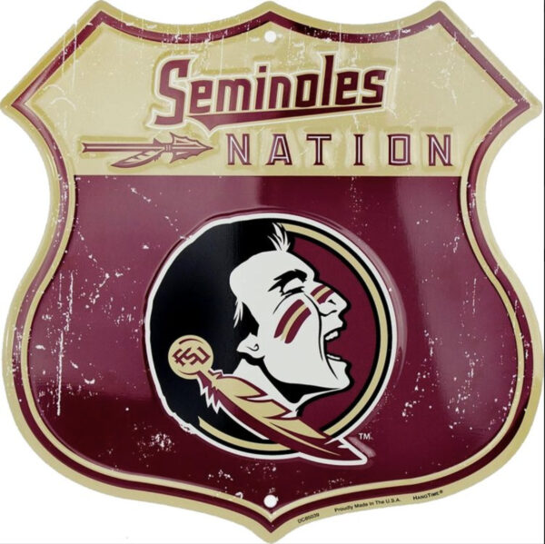 plaque déco américaine murale tole panneau de highway florida state seminole nation shield
